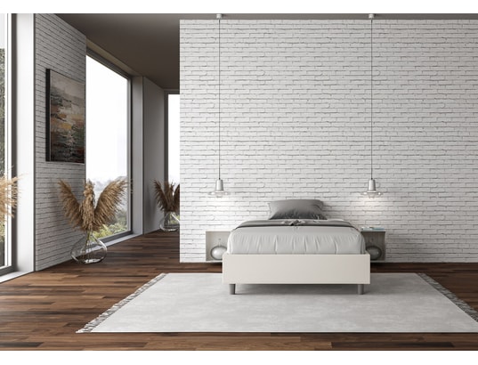 ITYHOME - Lit coffre azelia 140x200 similicuir blanc