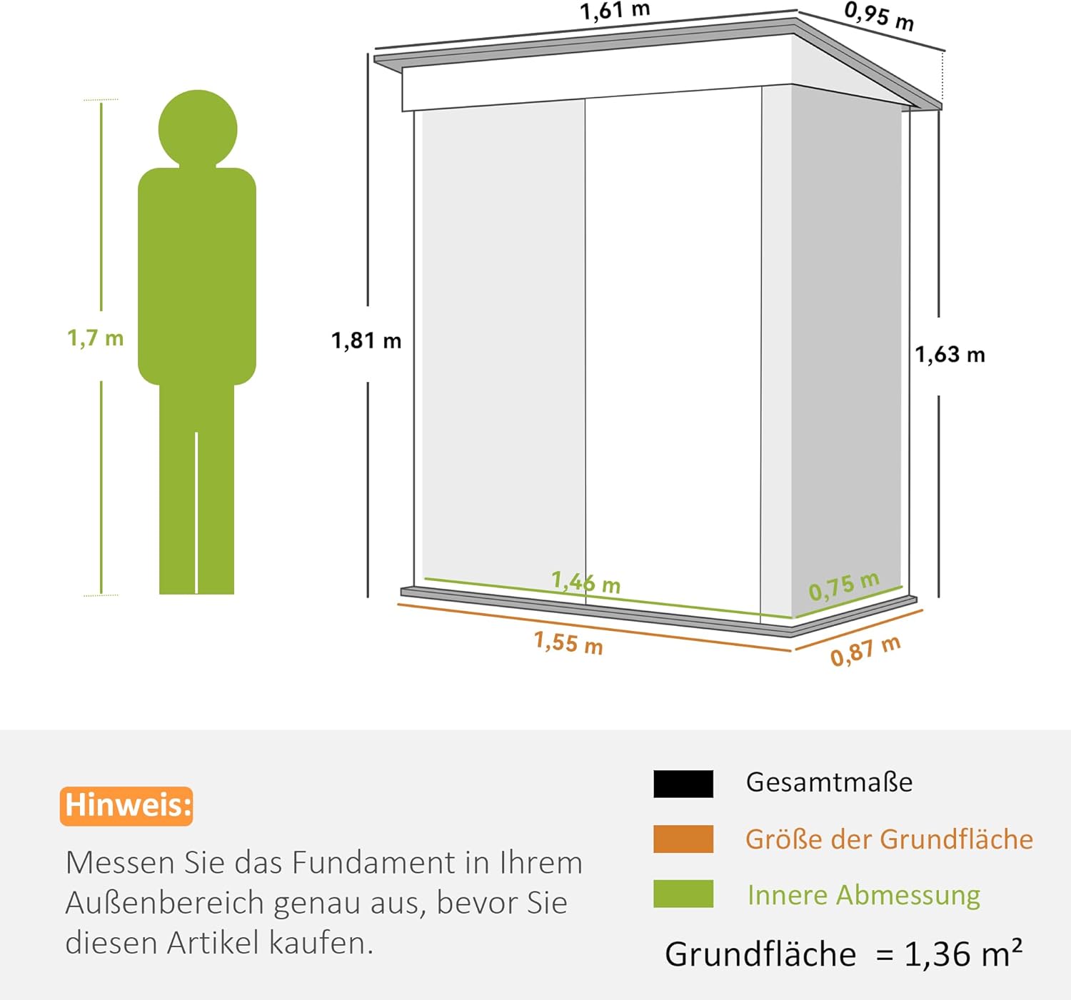 Outsunny Metall Gerätehaus 1,36m² 161 x 95 x 181cm Geräteschuppen mit Pultdach Fundament verstellbare Regale Abschließbarer Tür wetterfest Gartenhaus Outdoor Garten Schuppen für Außenbereich