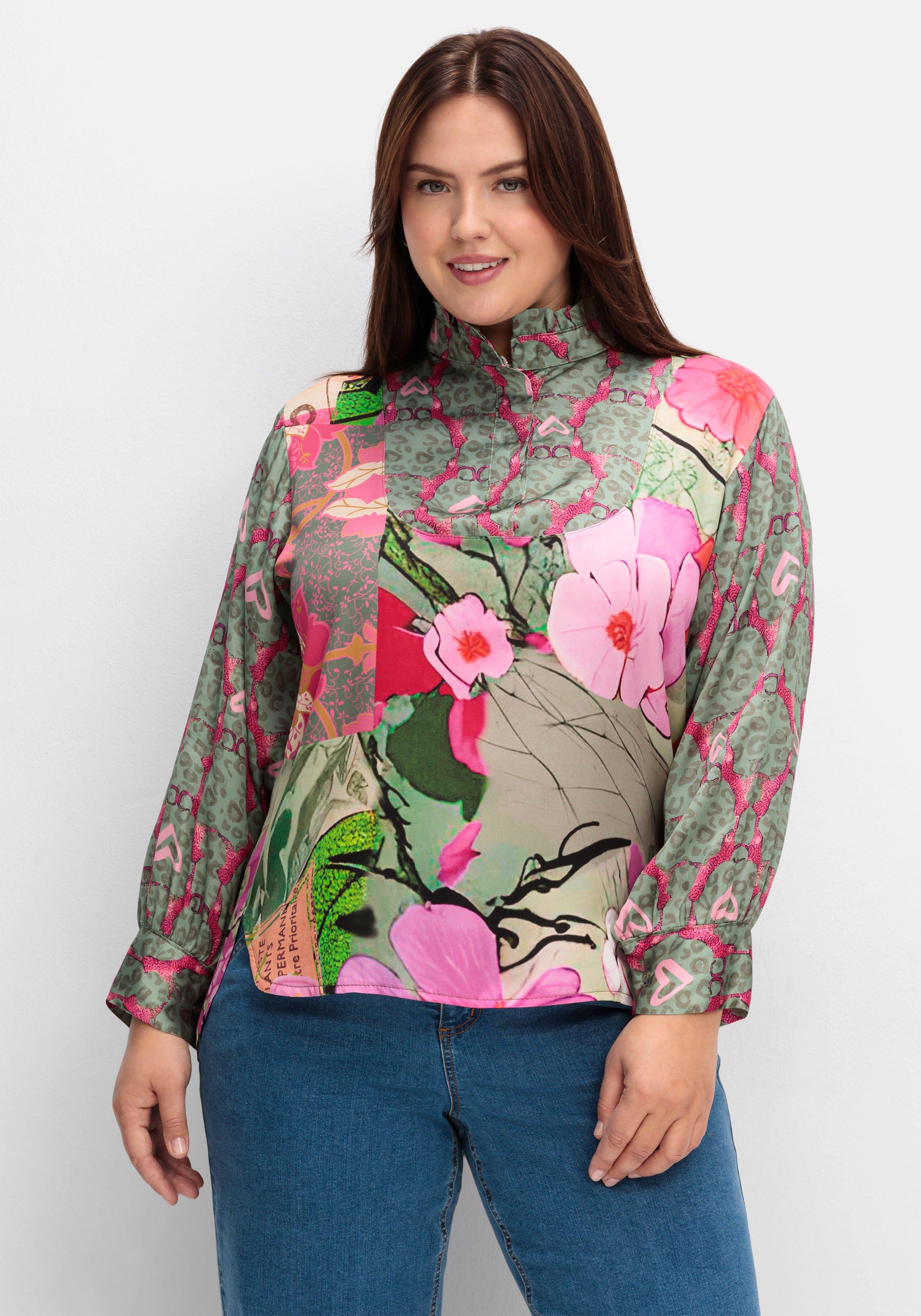 Tunika aus Viskose-Satin, im Multicolor-Muster