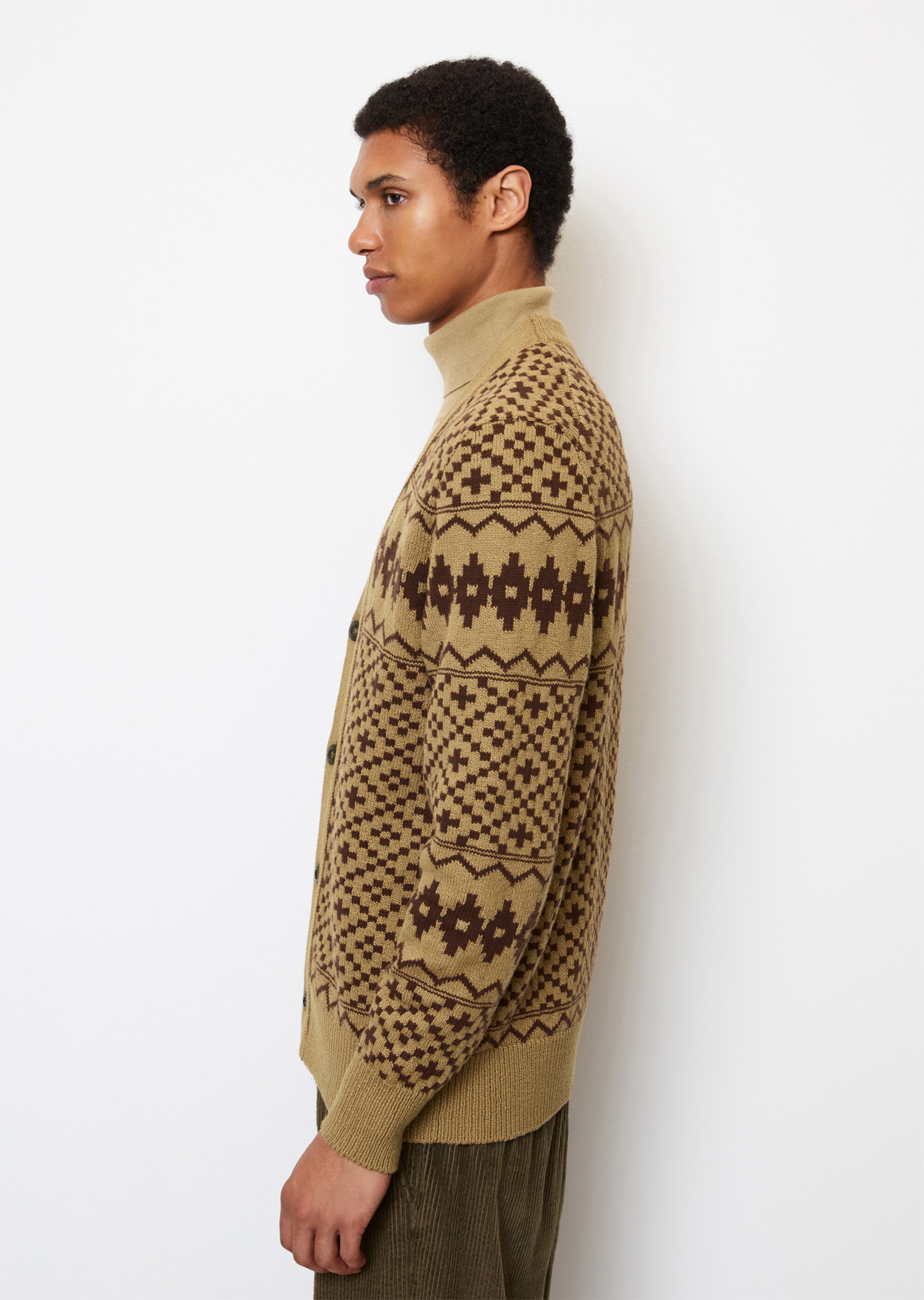 Cardigan regular aus Baumwolle-Schurwolle-Mix