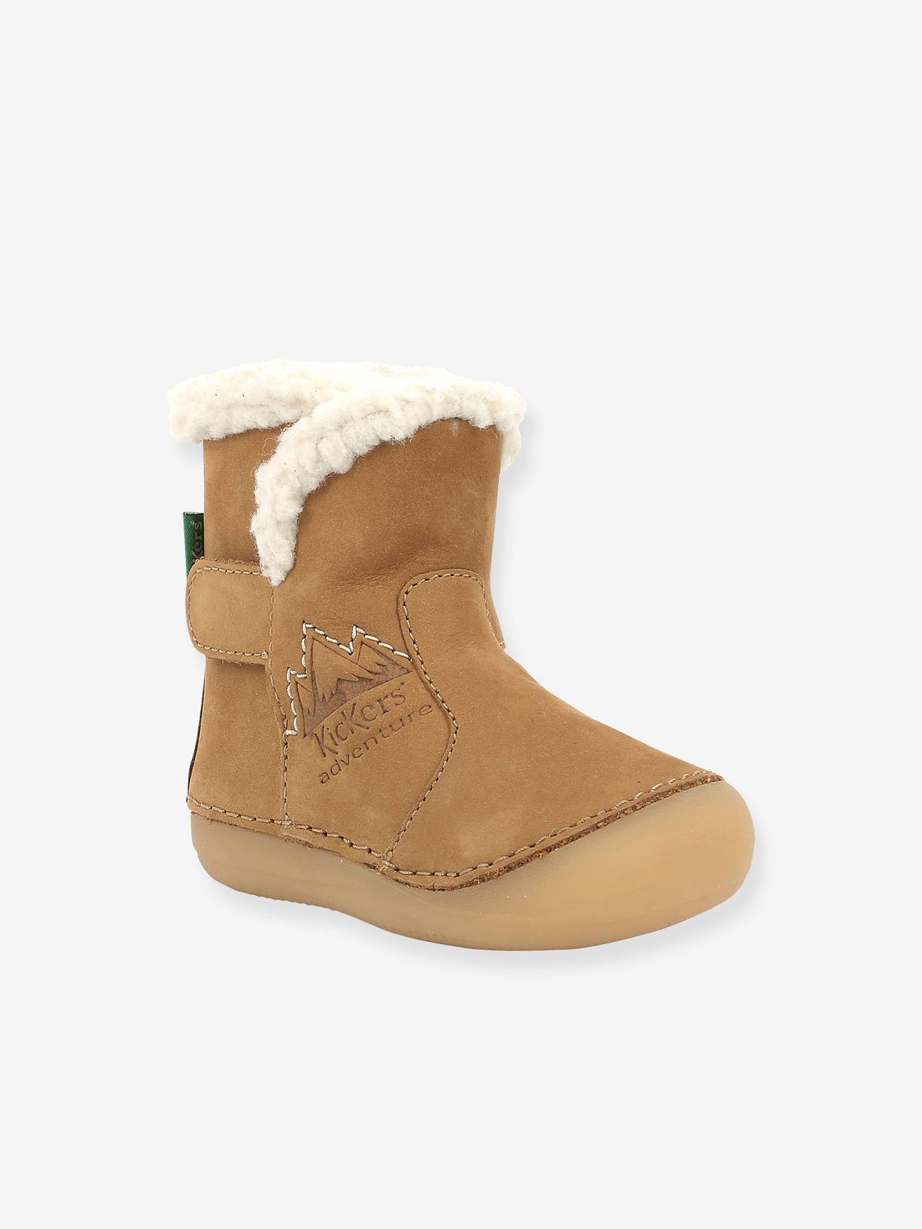 Sapatinhos de couro para bebês Sobooty KICKERS® First Steps, azul marinho