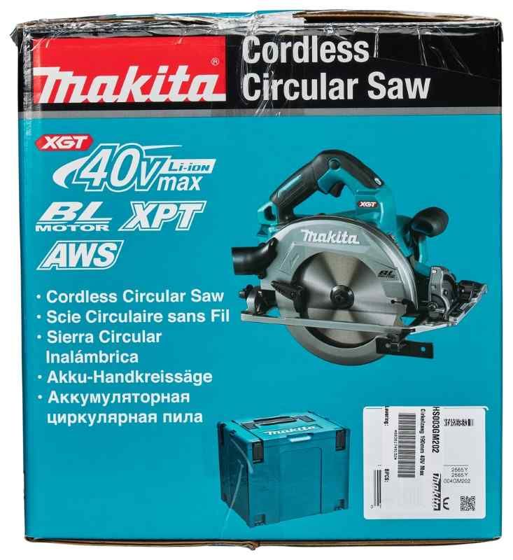 Makita HS003GM202 40 V Max Cirkelzaag 190 mm 4,0 ah accu (2 st), snellader, aws zender, in mbox