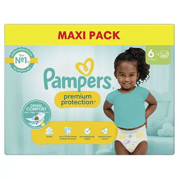 Fraldas Pampers Premium Protection Maxi Pack T6 (13-18 kg)