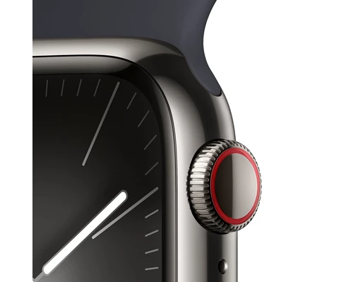 Apple Watch Series 9 GPS   Cellular 41mm Graphite Stainless Steel Case with Midnight Sport Band - M/L