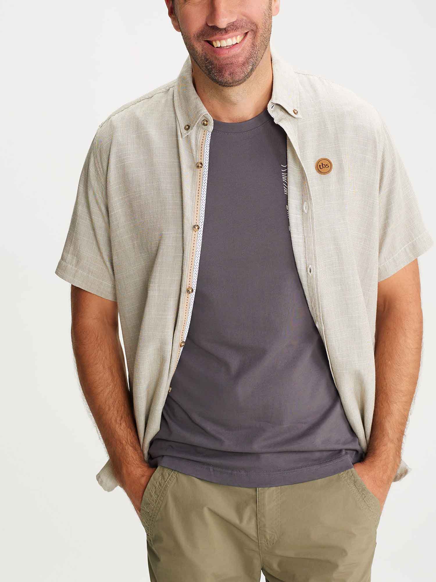 Chemise Homme Légère Coton Kaki