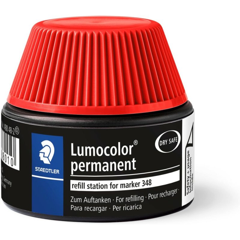 Recharge marqueur permanent staedtler lumocolor 488 48    pour marqueurs compacts 348   flacon 20ml coloris rouge