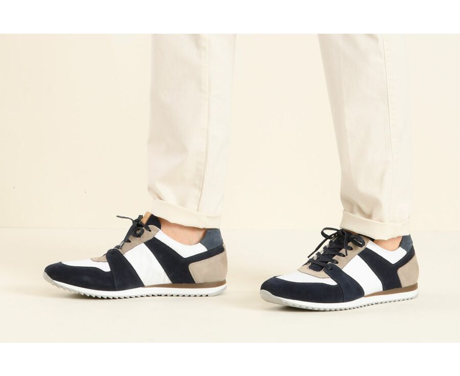 Sneakers homme Velours Bleu et Blanc - NALINGA
