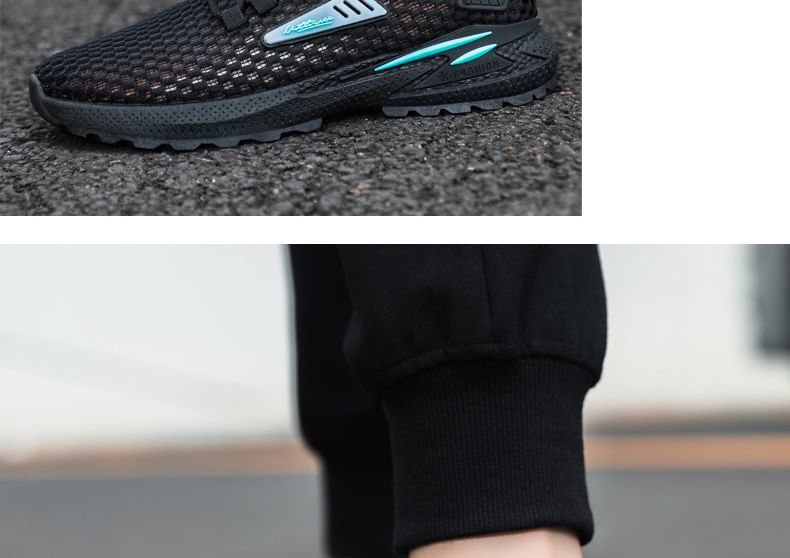 Tanzanite - Veterschoenen met mesh en letters