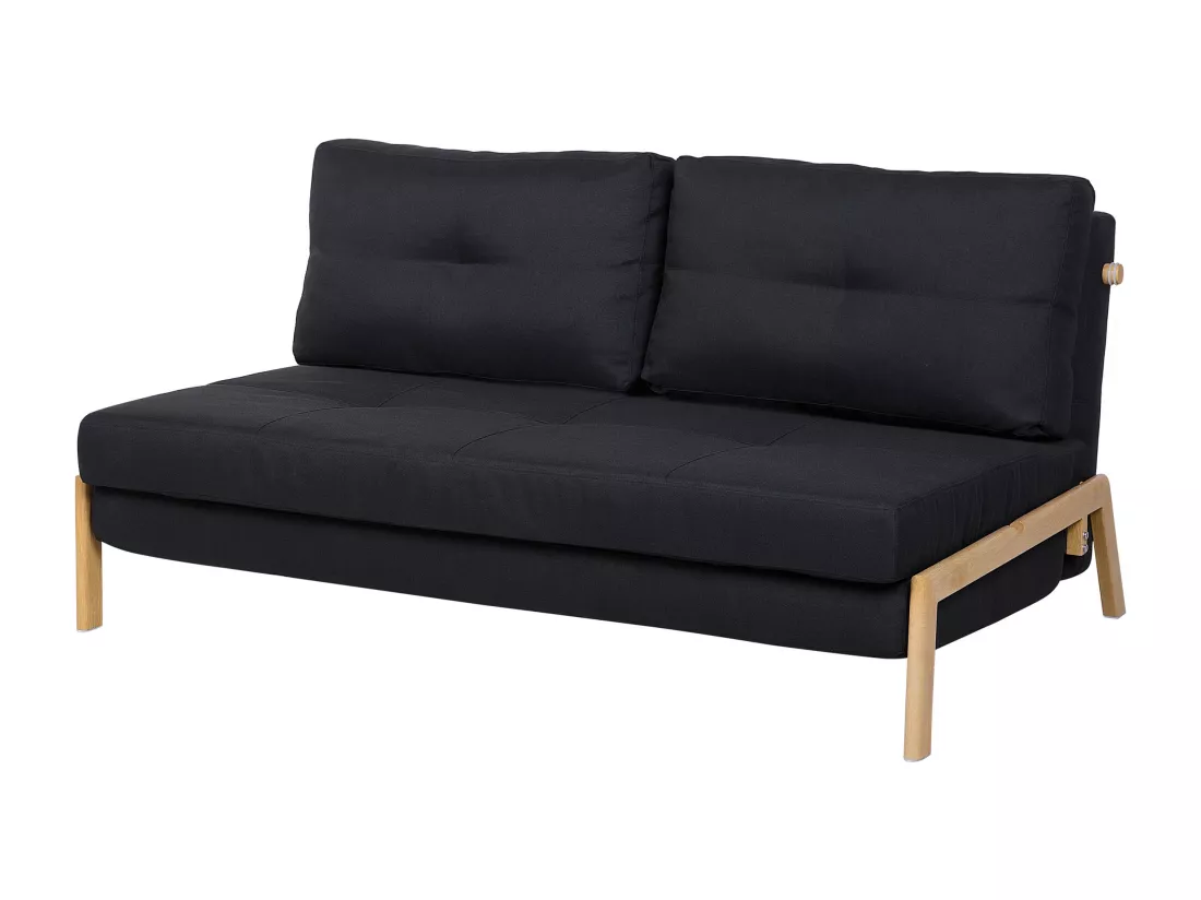 Canapé convertible 2 places en tissu noir EDLAND