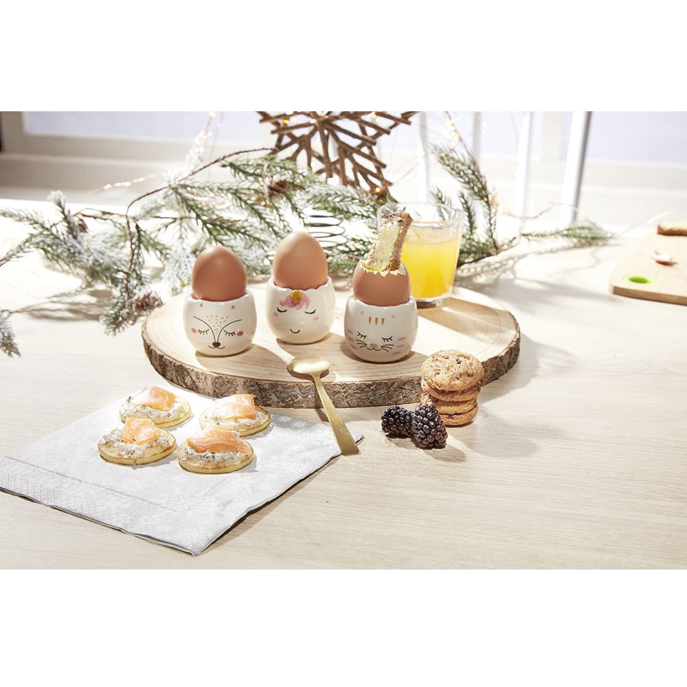 Coffret coquetier x3 motif tête animal