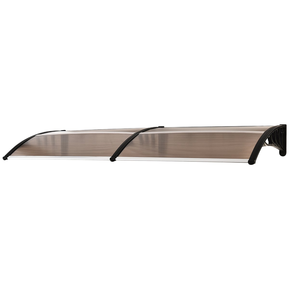 Outsunny Aanbouwluifel voor voordeur 75x195x23 cm Dakbedekking 5mm Polycarbonaat Zonwering Regenbescherming voor buiten Aluminium Bruin