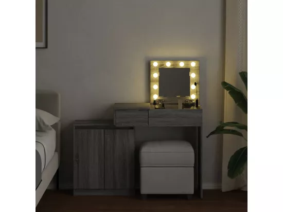 Coiffeuse avec LED sonoma gris 115x37x110,5 cm