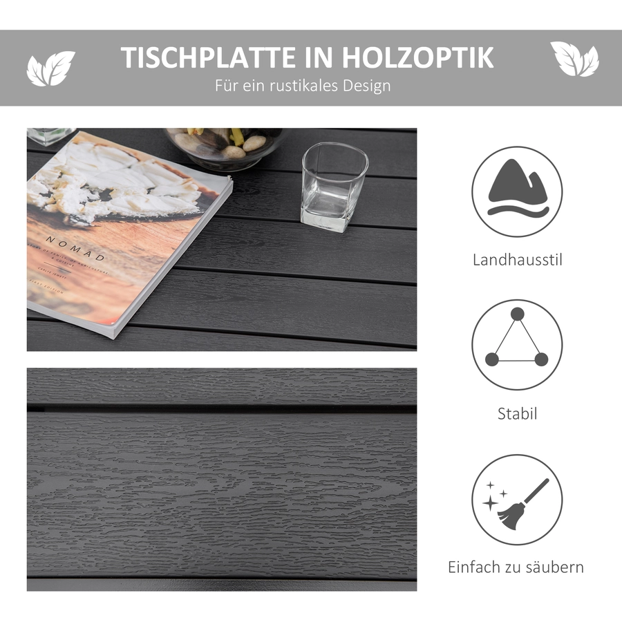 Outsunny Gartentisch mit Aluminium-Rohre schwarz