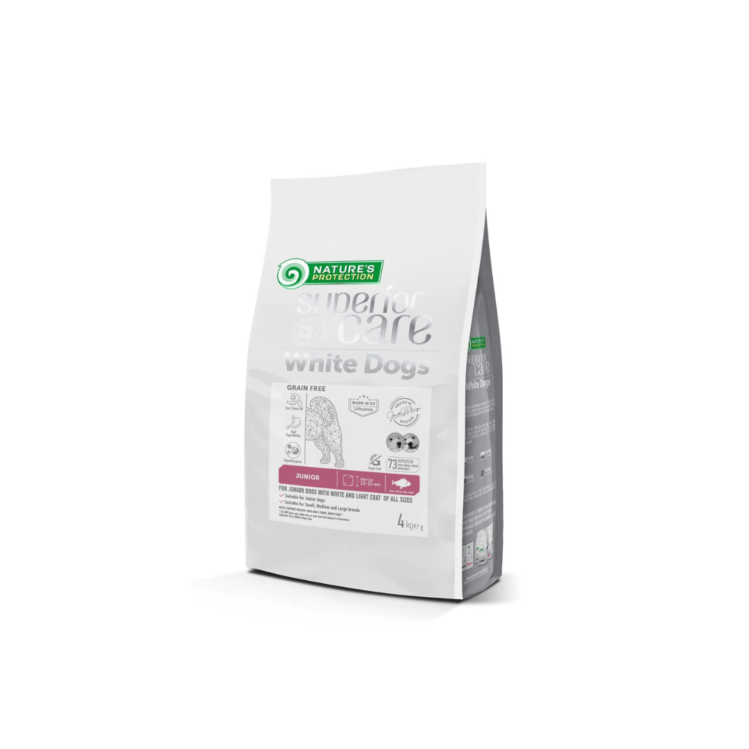 Ração Nature's Protection White Dog Grain-Free Junior para Cães, 10 kg
