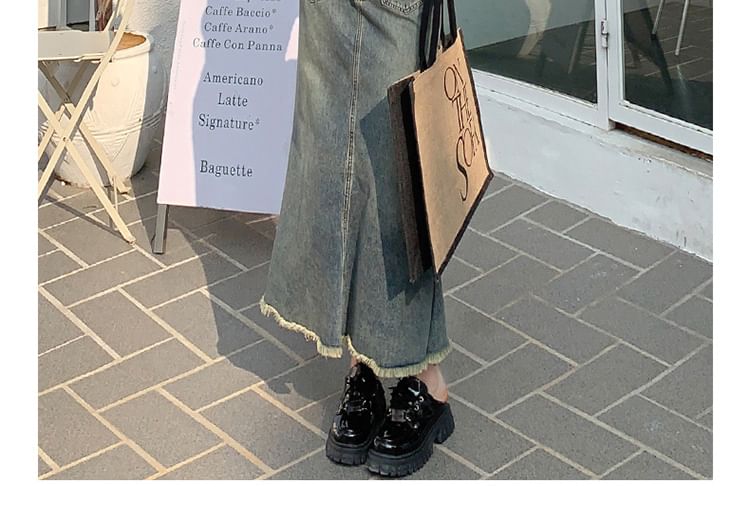 Denimot - Midi-rok met hoge taille en gewassen zoom en zeemeerminmotief