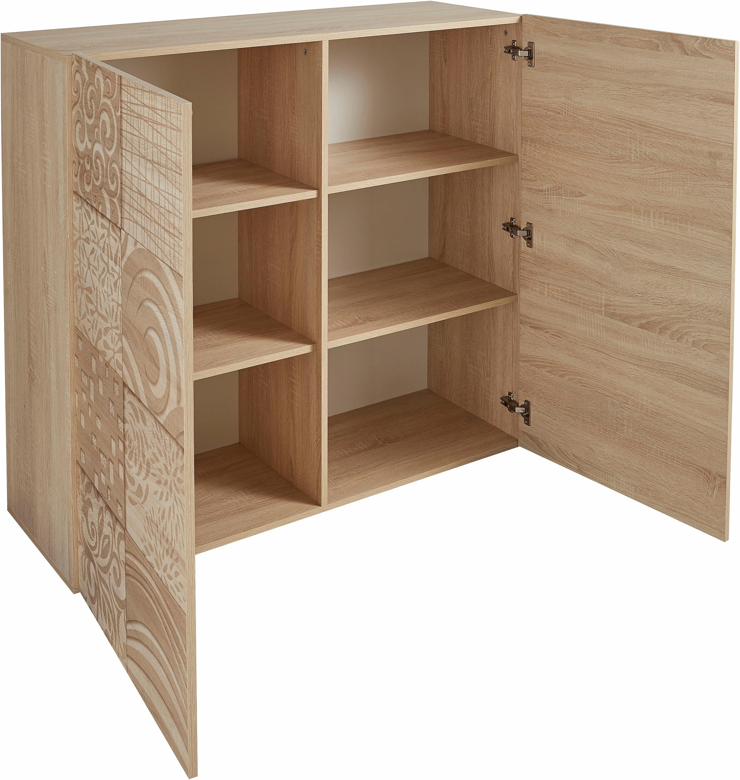 INOSIGN Highboard »Miro« Breite 121 cm mit dekorativem Siebdruck
