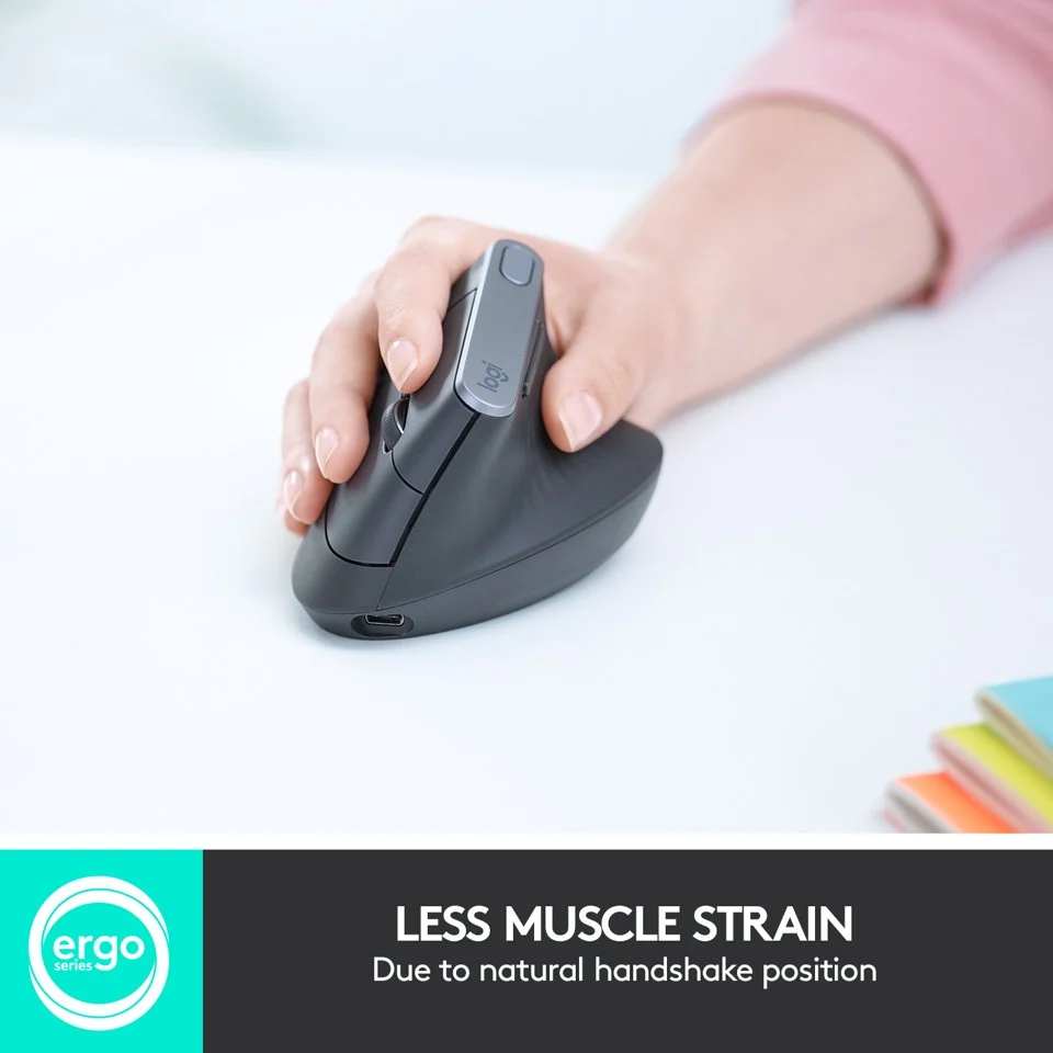Logitech - MX Vertical Advanced Ergonomisk Mus Grafit