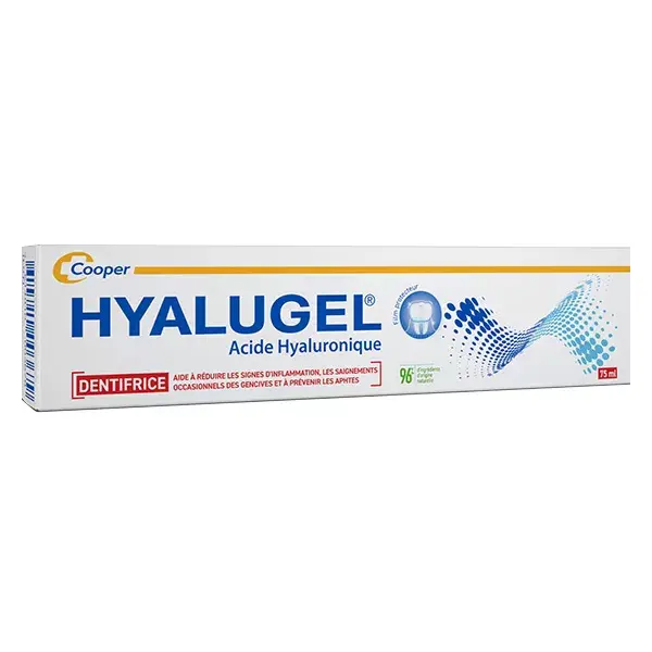 Creme dental Hyalugel com ácido hialurônico para inflamação gengival, sabor menta e limão, 75ml
