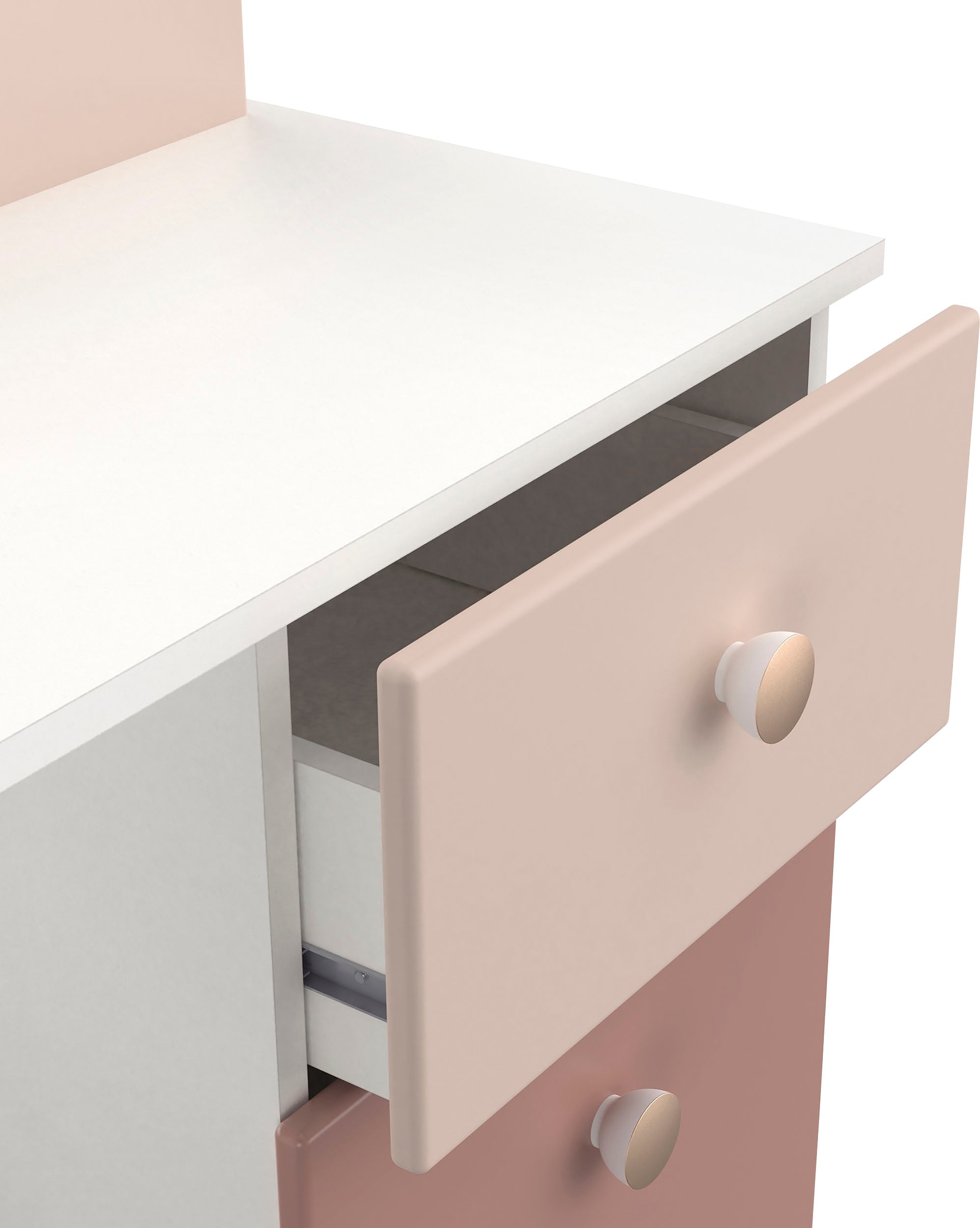 Demeyere GROUP Kinderschreibtisch »Jade« Schublade, Stauraum, Runde Knopfgriffe mit Roségold-Finish