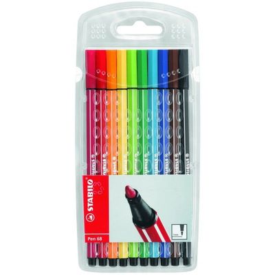STABILO Pen 68 - 10 Feutres - Couleurs assorties - Pointe moyenne - 1 mm