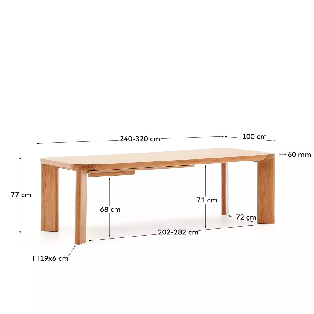 Esstisch mit Auszug Jondal 240/ 320 x 100 cm