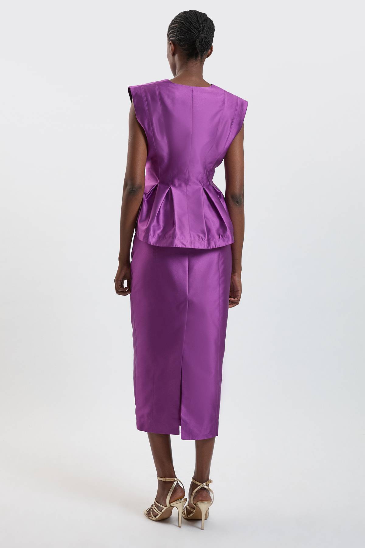 KarenMillen Robe Midi Péplum En Satin Structuré