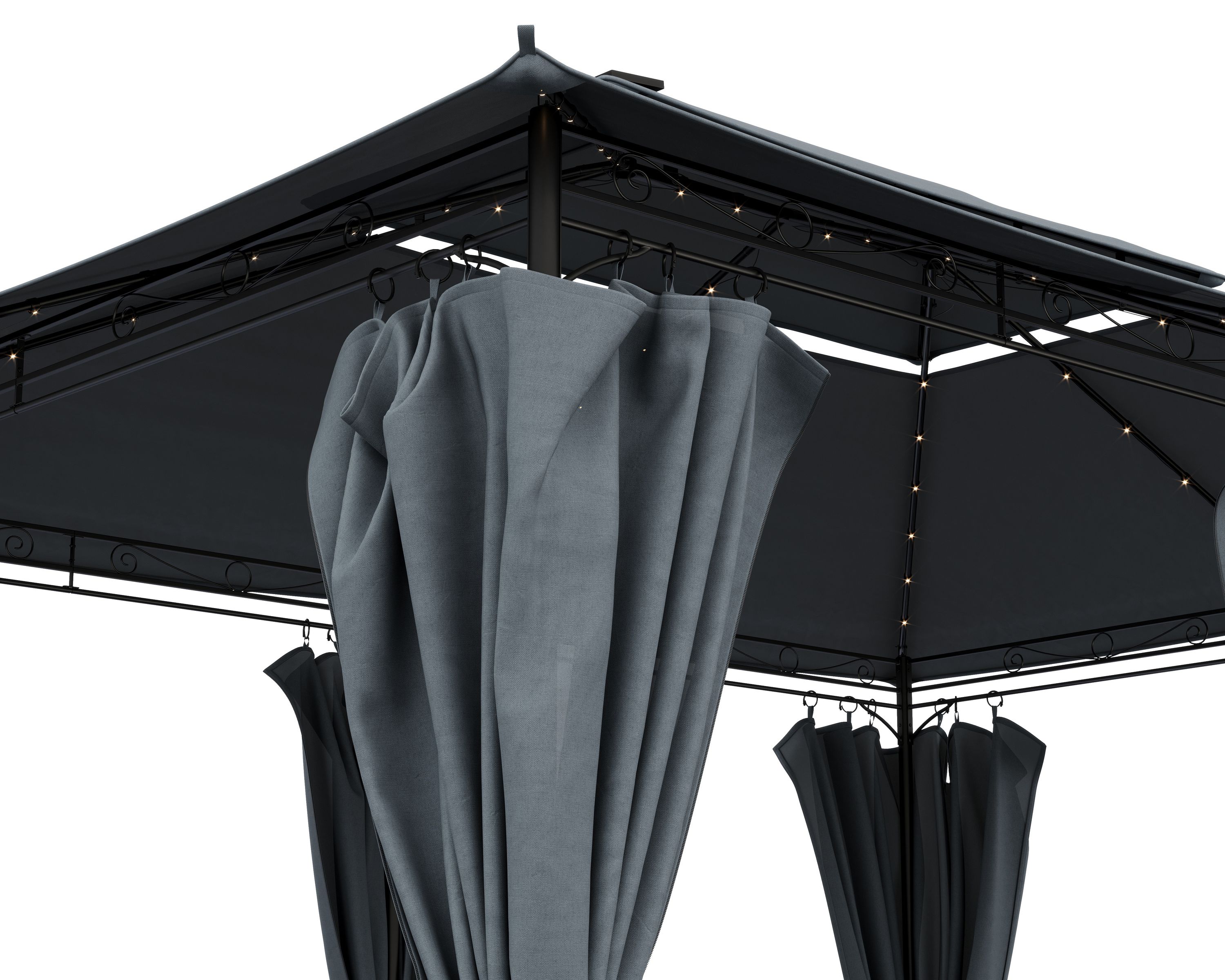 Gartenpavillon LED ROYAL 4 x 3 m grau