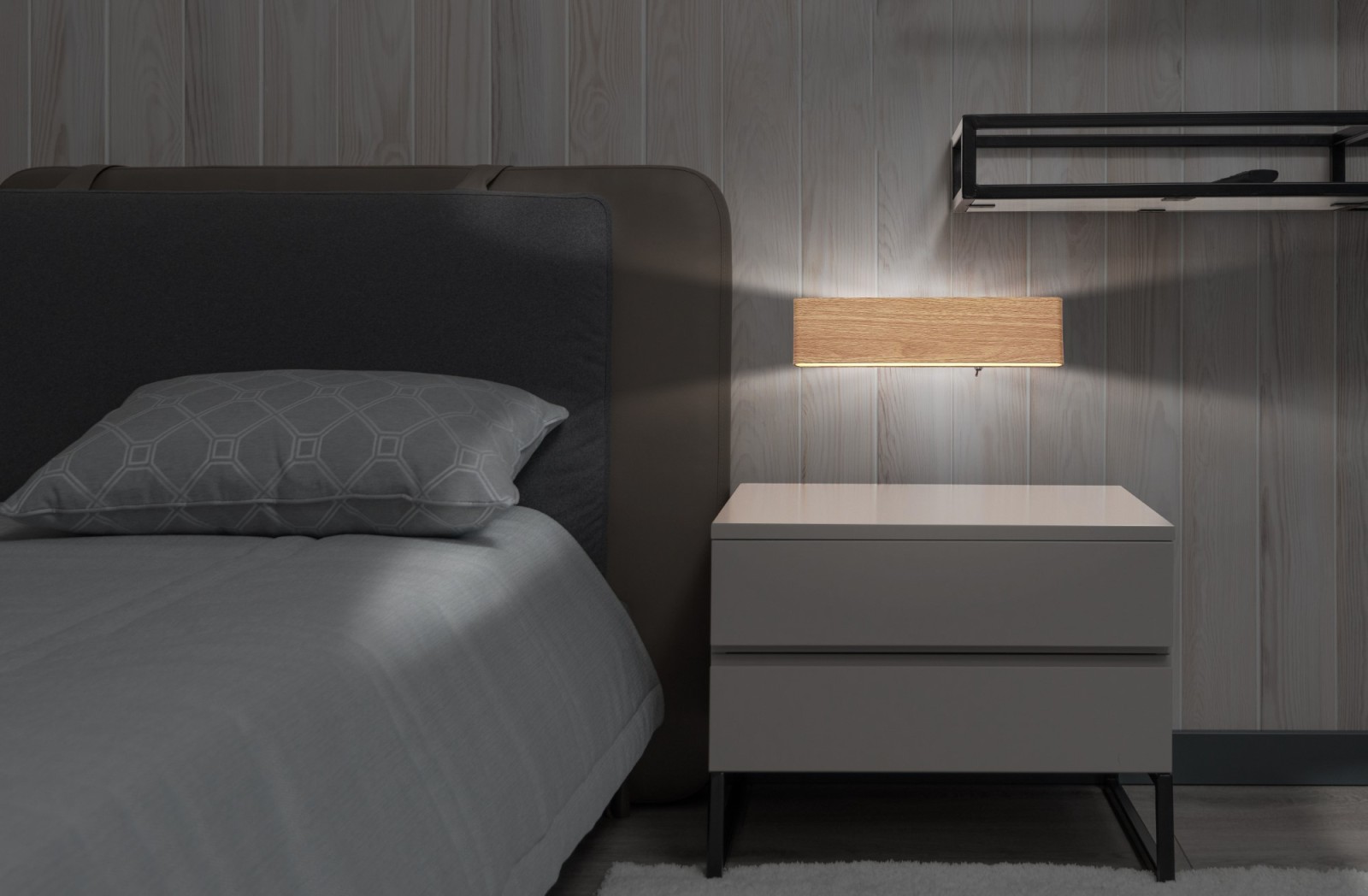 LED-Wandleuchte - holzfarben - Kippschalter - 29,5 cm
