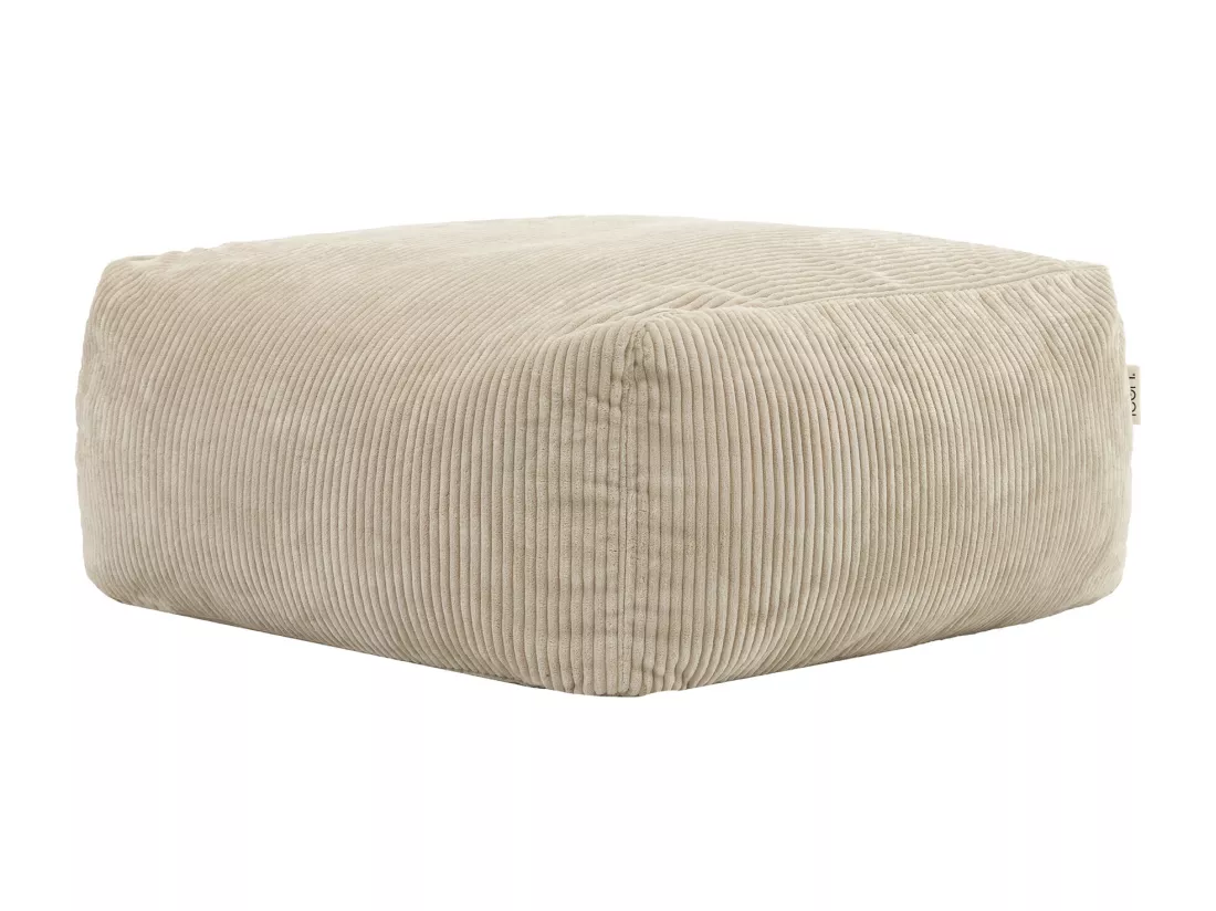 Pouf repose-pieds modulaire en velours côtelé beige - ZEN