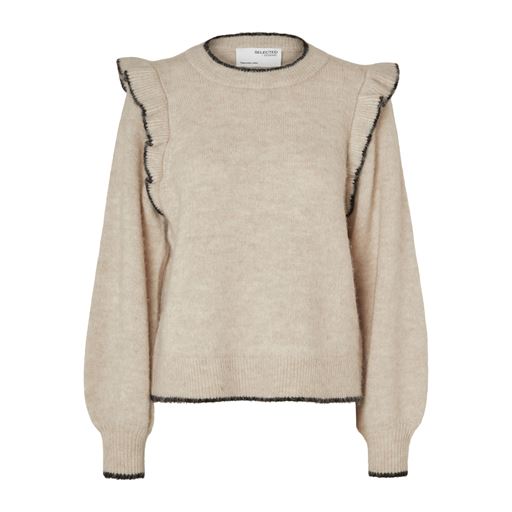 Selected Femme Alva Striktrøje, Birch, XS