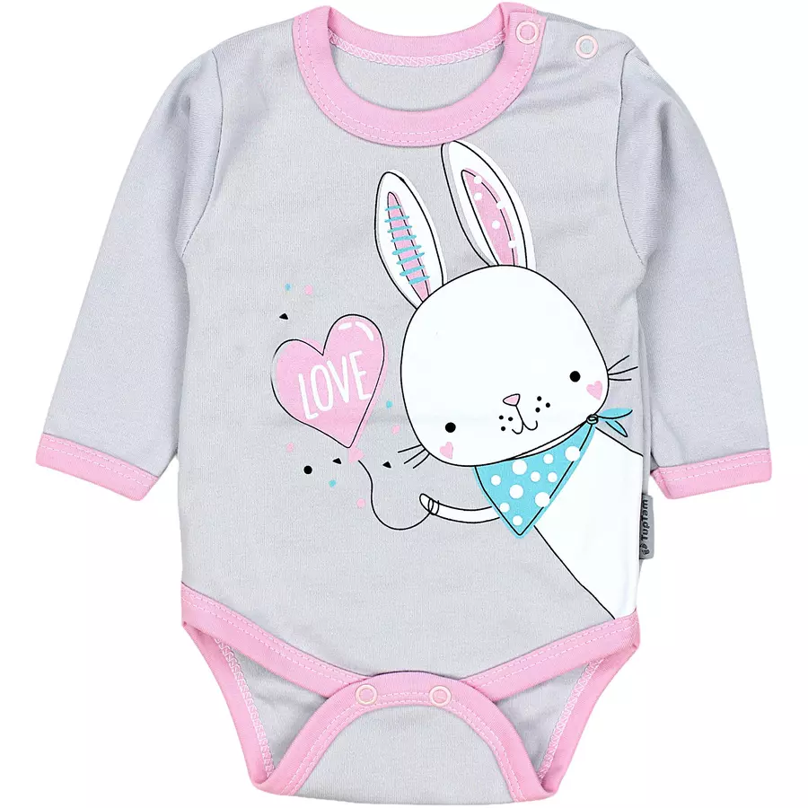 TupTam Mädchen Baby Body Langarm Unifarben 5er Pack gelbgrau