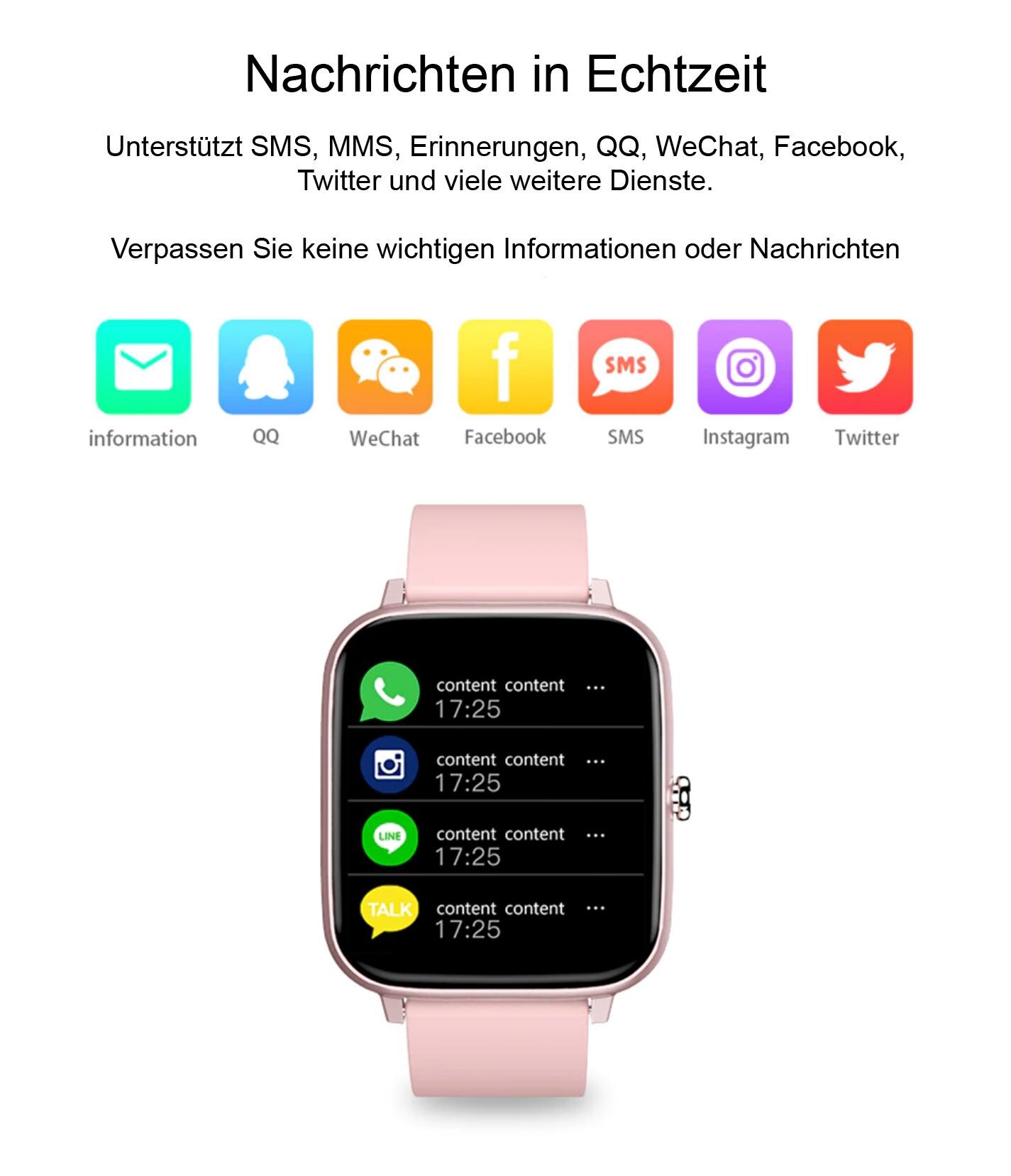 TPFNet Smart Watch / Fitness Tracker IP67 - Silikon Armband - Android & IOS - Grün
