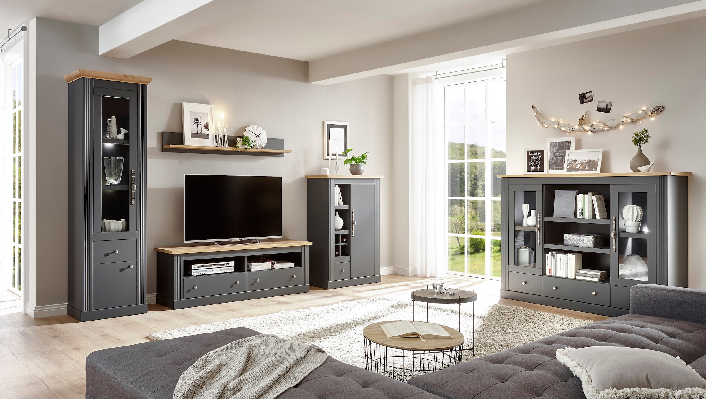 Home affaire Wohnwand »Westminster TOPSELLER!« Set, Vitrine, Lowboard, Kommode, Wandregal, 4 Stk. tlg.