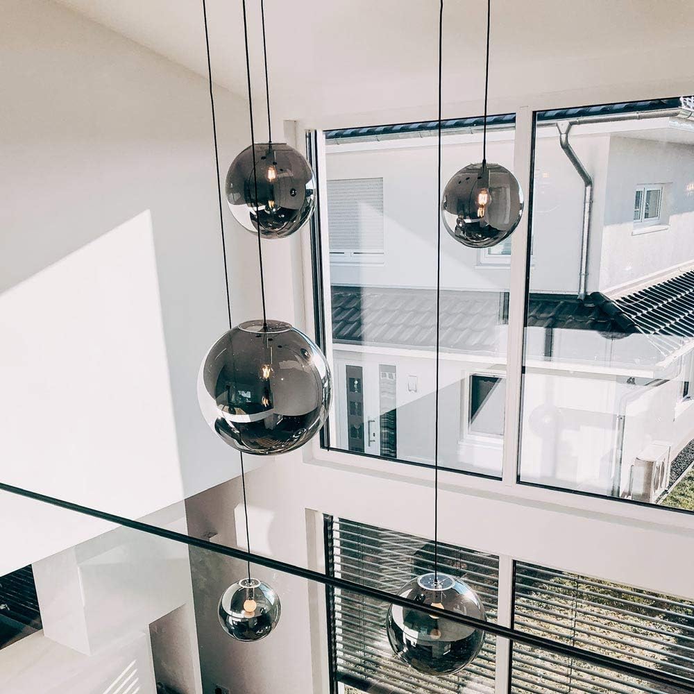 s.luce Orb Glaskugel Galerieleuchte 5m Abhängung, Farbe Schwarz/Rauch, Größe Ø 50cm