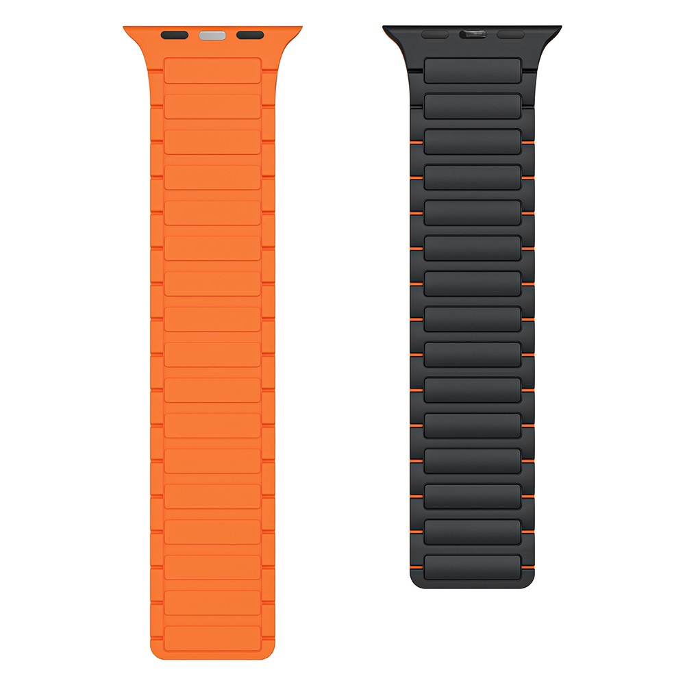 Apple Watch (42/41/40/38 mm) Silikon Glieder Armband mit Magnetverschluss (Gelenkumfang: 180-250mm) - Weiss / Schwarz