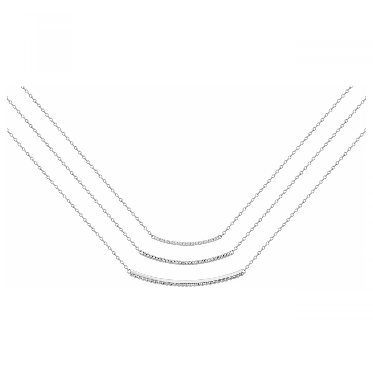 Collier multi-chaînes en Argent avec oxyde de zirconium blanc