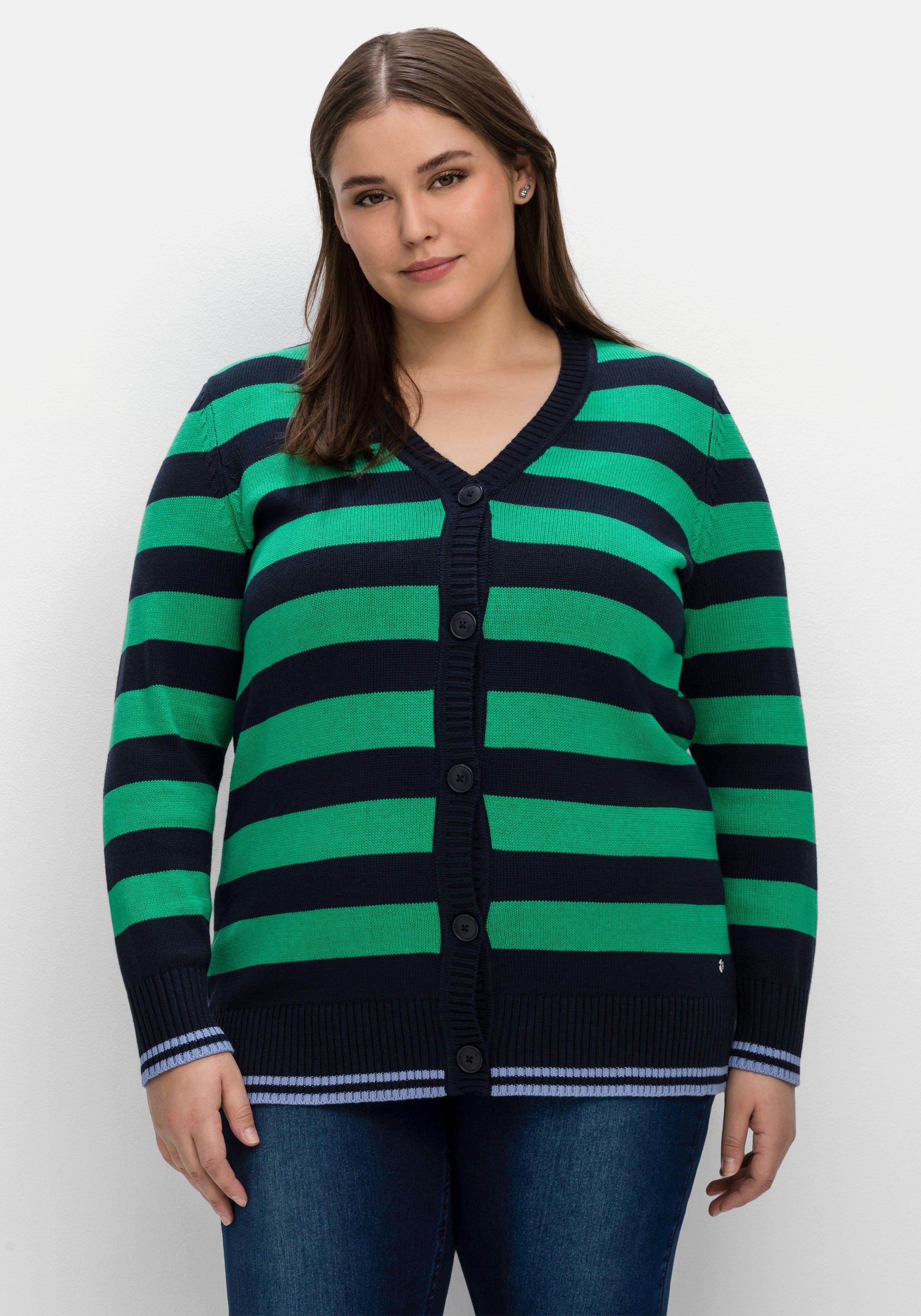 Strickjacke im Streifenmuster, mit V-Ausschnitt