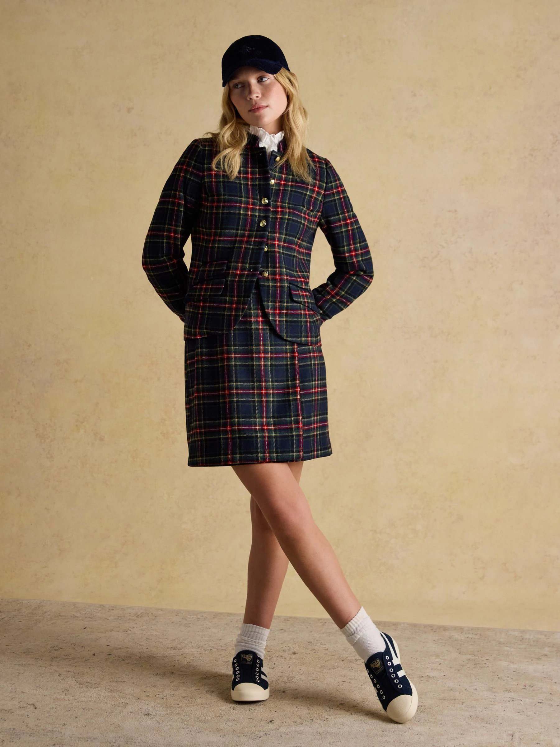Marineblauw - Joules Wrenley tweed omslagrokken
