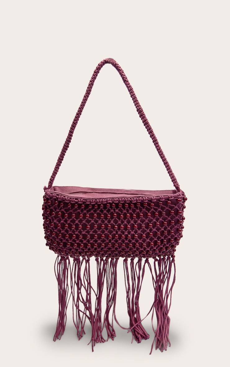 Prune Sac À Bandoulière À Franges Perlées