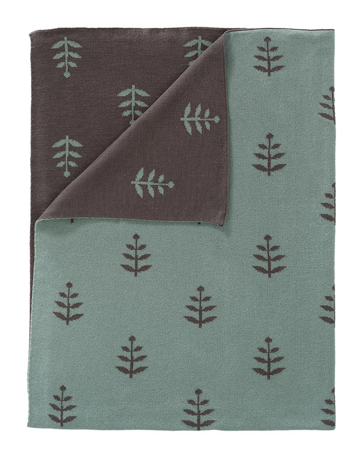 Kuscheldecke LEAVES (80x100) in grüngrau
