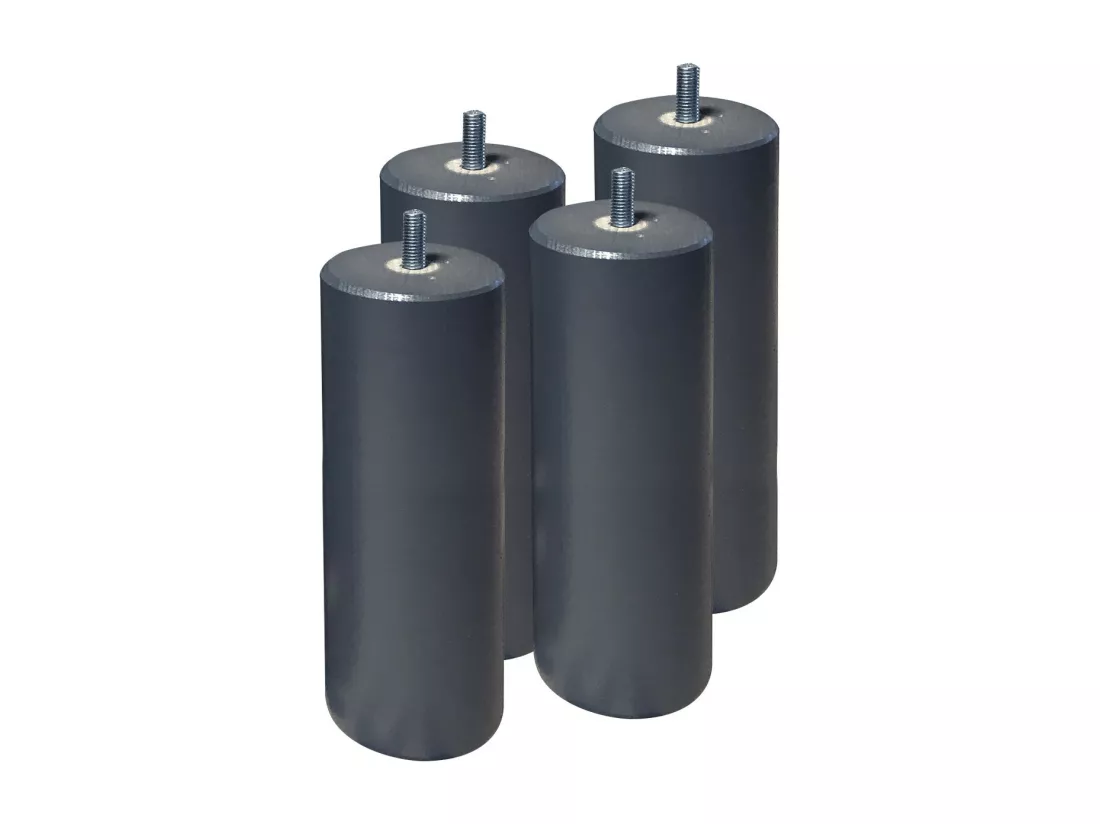 ELEA - Jeu de 4 pieds 20 cm gris anthracite pour sommier tapissier