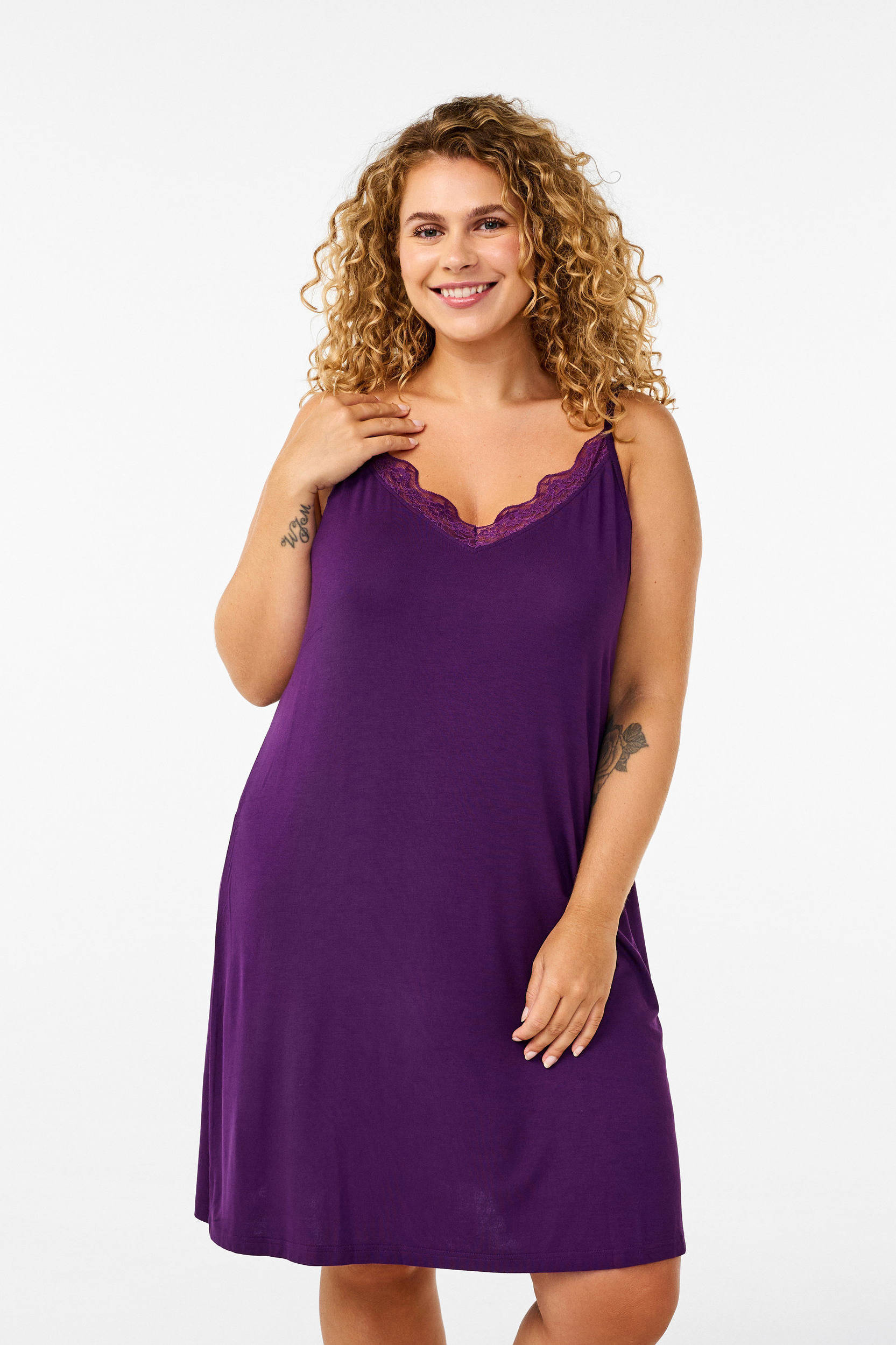 Zizzi slipdress LACE paars