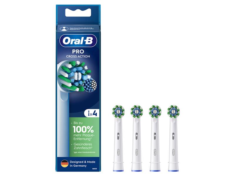 Oral-B Zahnbürstenkopf CrossAction 1 Stück, Weiss Aufsteckbürsten für elektrische Zahnbürsten