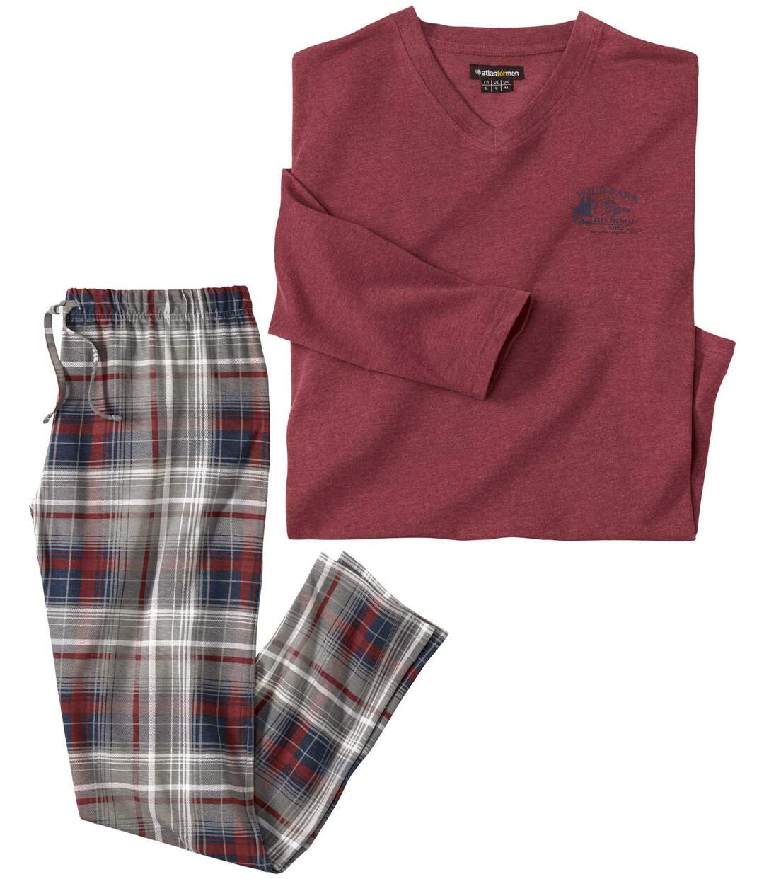Pyjama Jersey à Carreaux Bordeaux