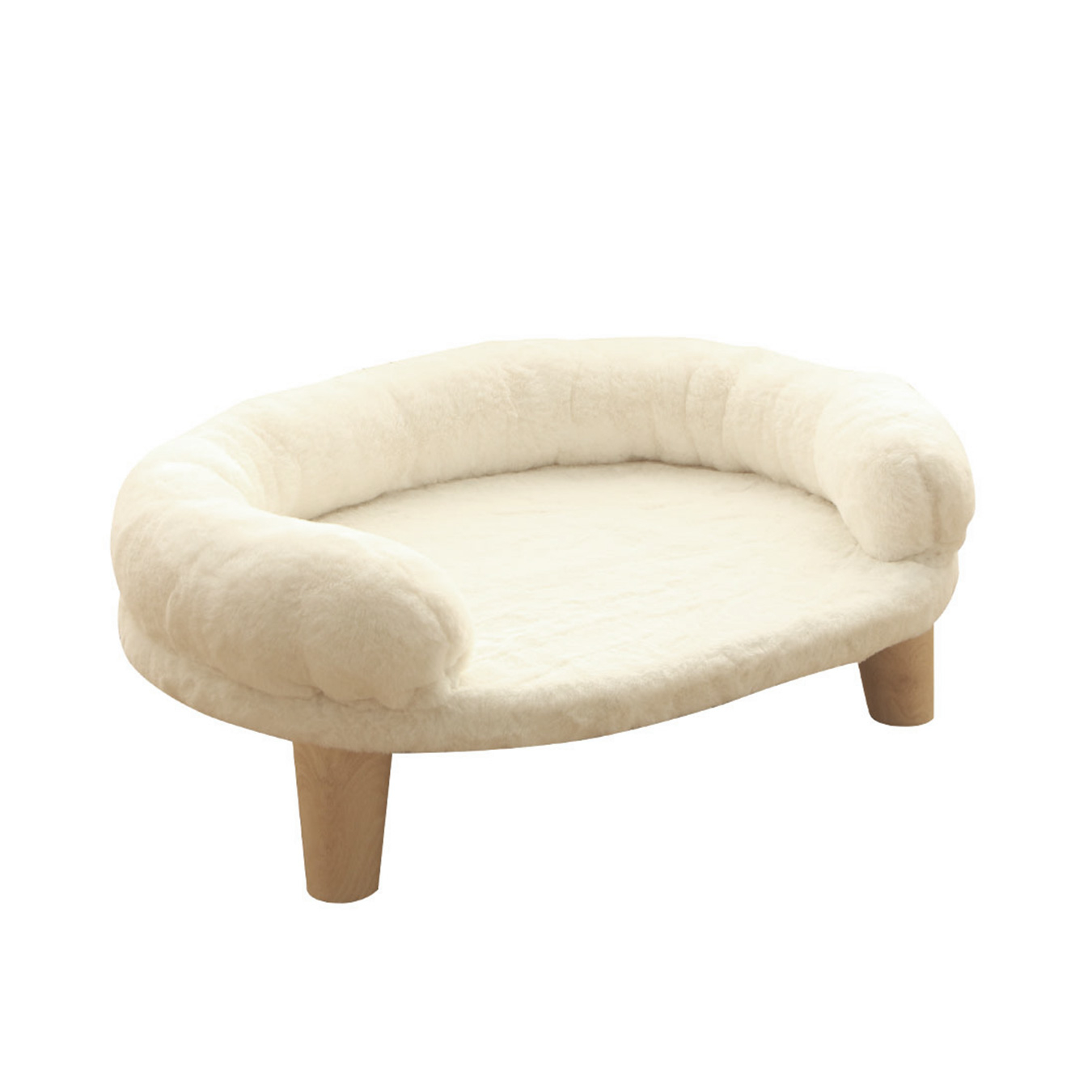 (60x40x21cm) Erhöhtes Haustier Bett Hundesofa Kuscheliges Katzen Hochbett - Weiss