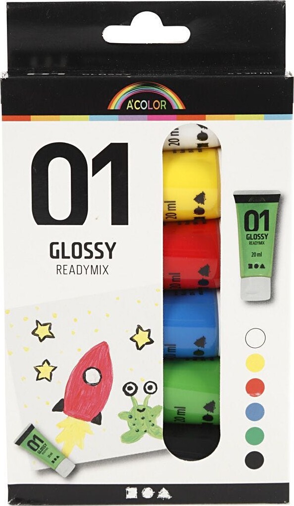 A-Color - Akrylmaling Sæt - Glossy Readymix 6X20 ML
