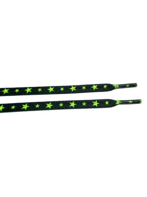 Lacets Noirs Etoiles Vertes - 115 cm