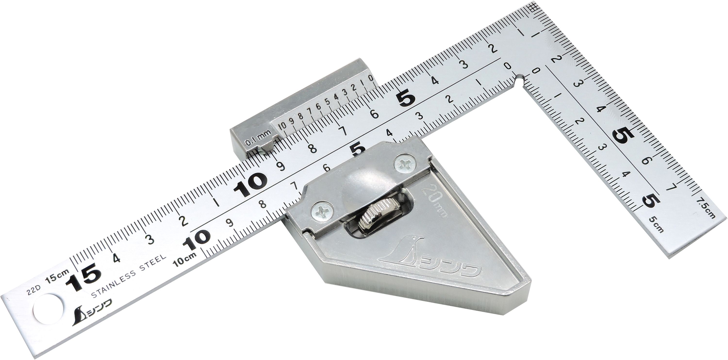FAMEX 12512 Shinwa Zimmermannswinkel 15x7,5 (12485), inkl. Metall-Stopper