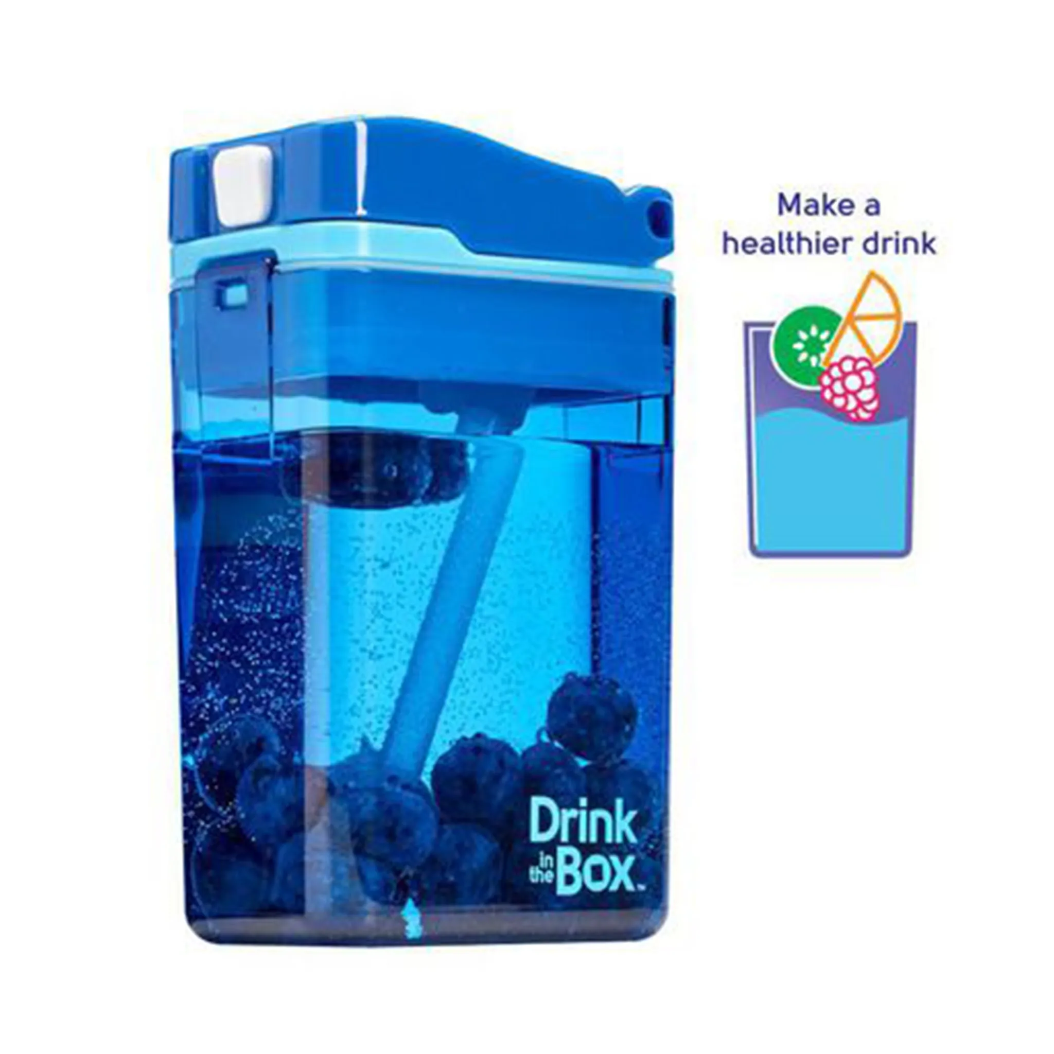 Drink in the Box Contenant avec Paille 8oz- Bleu