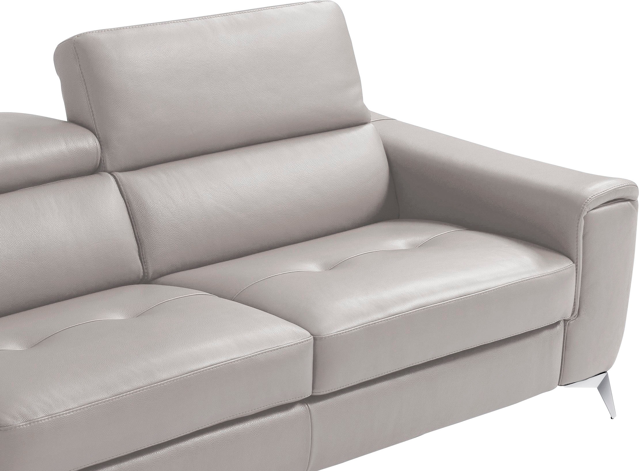 Egoitaliano Schlafsofa »Francine Designsofa, Loungesofa mit Dauerschlaffunktion, Breite 233 cm« mit Bettfunktion, Leder BULL, stone, Fussfarbe chrom